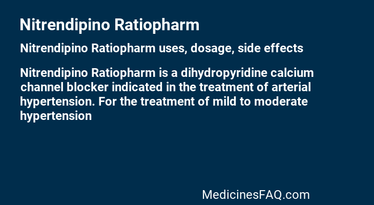 Nitrendipino Ratiopharm