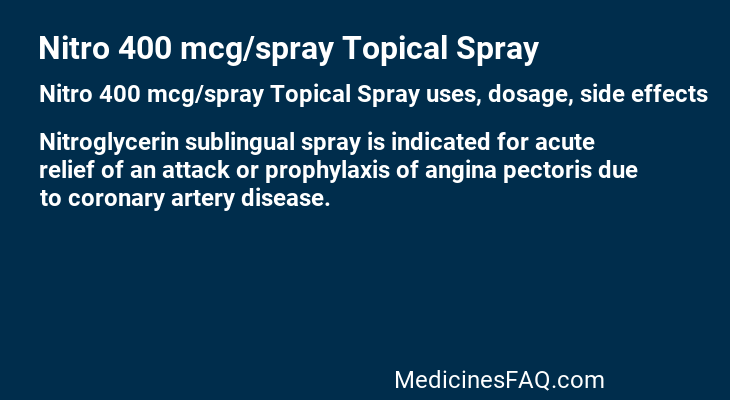 Nitro 400 mcg/spray Topical Spray