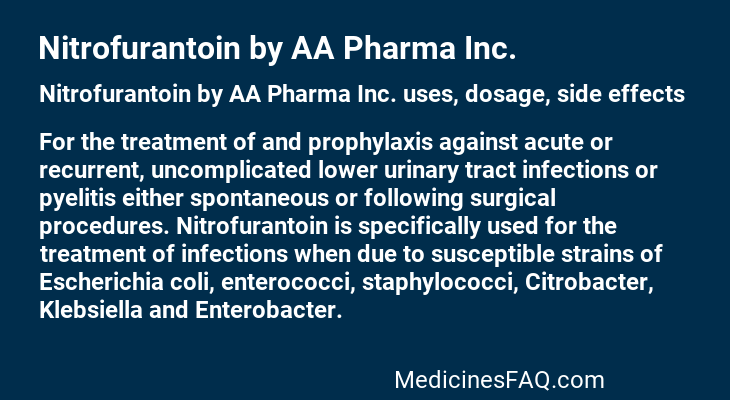 Nitrofurantoin by AA Pharma Inc.