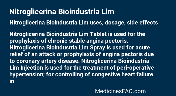 Nitroglicerina Bioindustria Lim