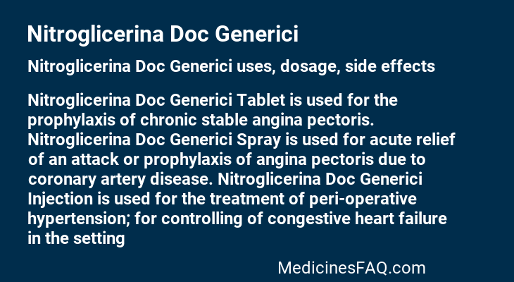 Nitroglicerina Doc Generici