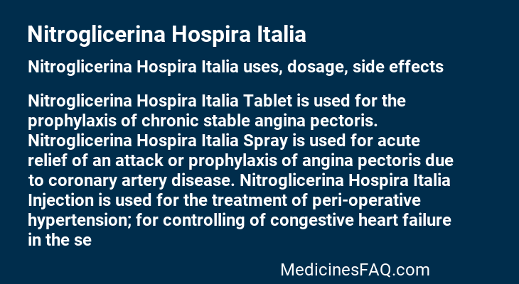 Nitroglicerina Hospira Italia