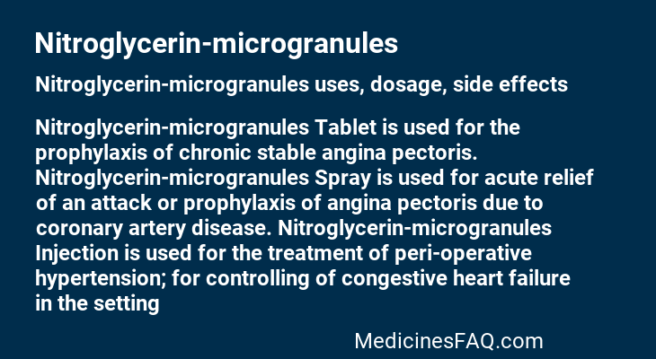 Nitroglycerin-microgranules