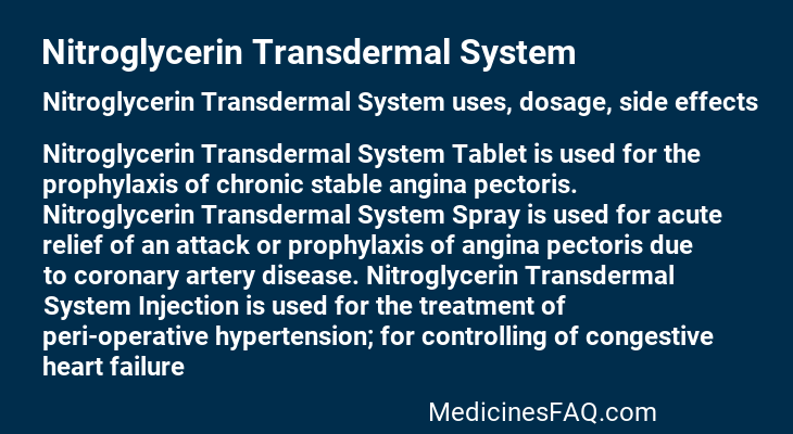 Nitroglycerin Transdermal System
