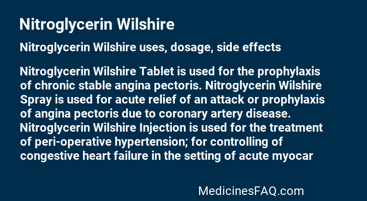 Nitroglycerin Wilshire