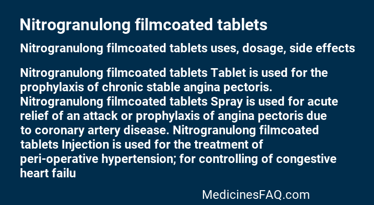 Nitrogranulong filmcoated tablets