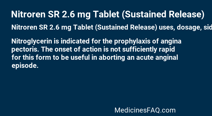 Nitroren SR 2.6 mg Tablet (Sustained Release)