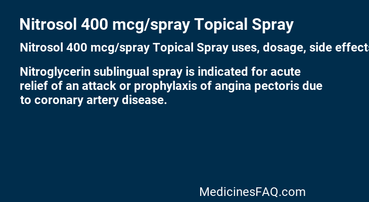 Nitrosol 400 mcg/spray Topical Spray