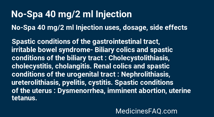 No-Spa 40 mg/2 ml Injection