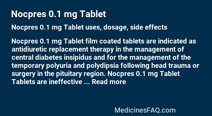 Nocpres 0.1 mg Tablet