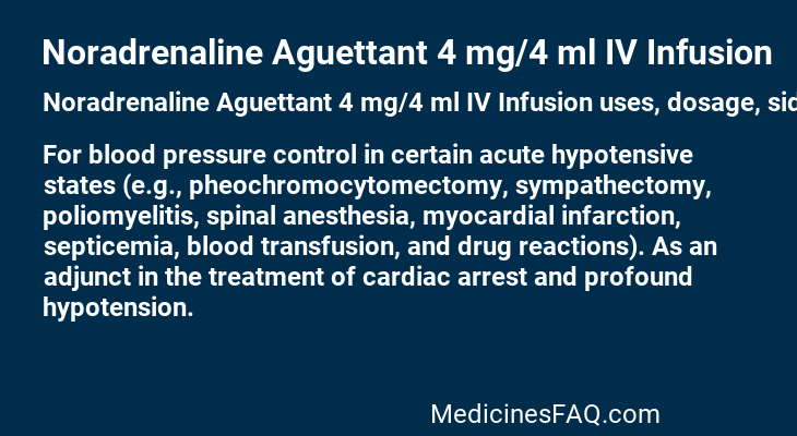 Noradrenaline Aguettant 4 mg/4 ml IV Infusion