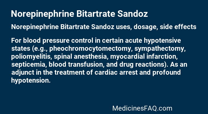 Norepinephrine Bitartrate Sandoz