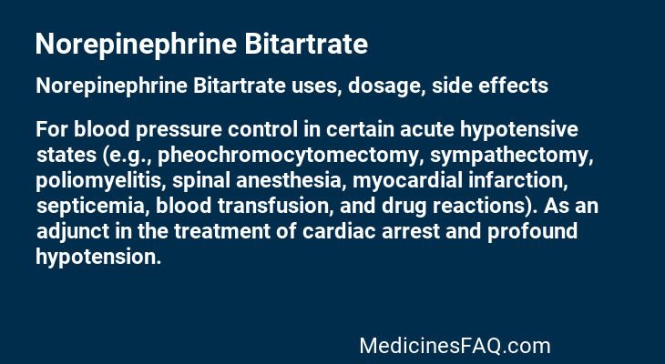 Norepinephrine Bitartrate