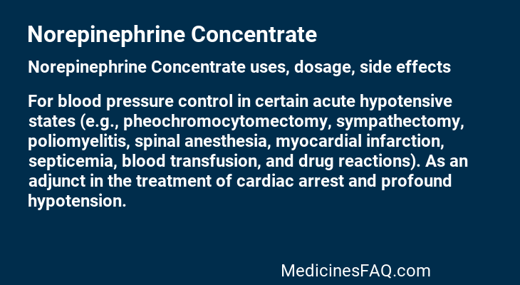 Norepinephrine Concentrate