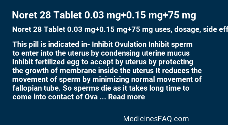 Noret 28 Tablet 0.03 mg+0.15 mg+75 mg