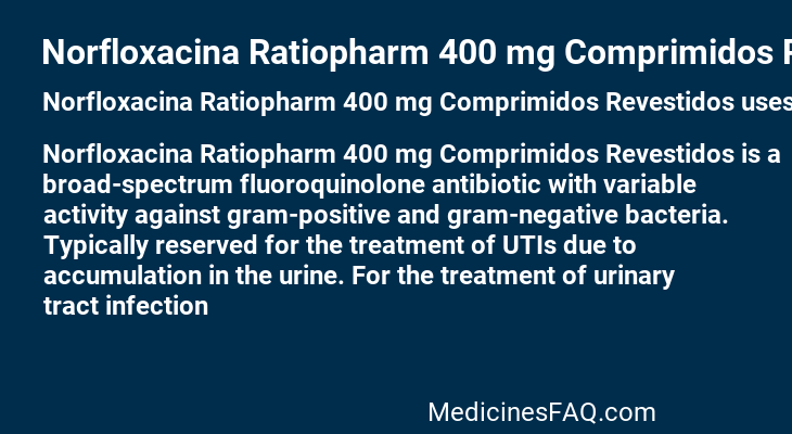 Norfloxacina Ratiopharm 400 mg Comprimidos Revestidos