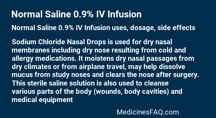 Normal Saline 0.9% IV Infusion