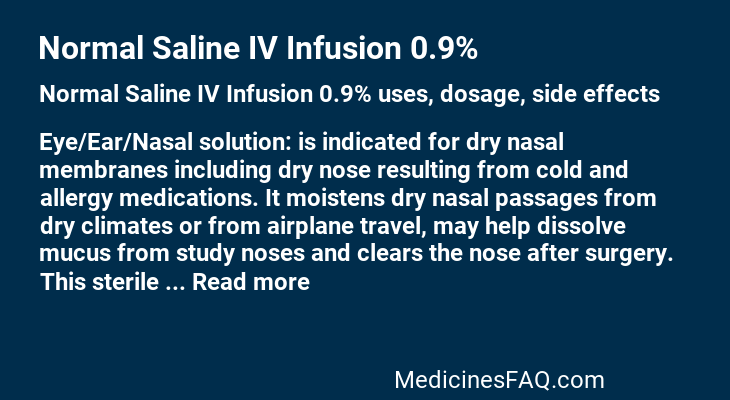 Normal Saline IV Infusion 0.9%