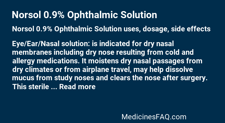 Norsol 0.9% Ophthalmic Solution