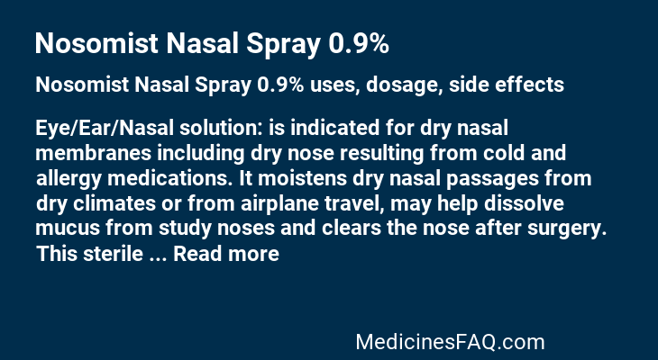 Nosomist Nasal Spray 0.9%