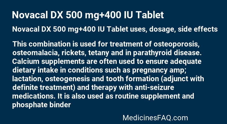 Novacal DX 500 mg+400 IU Tablet