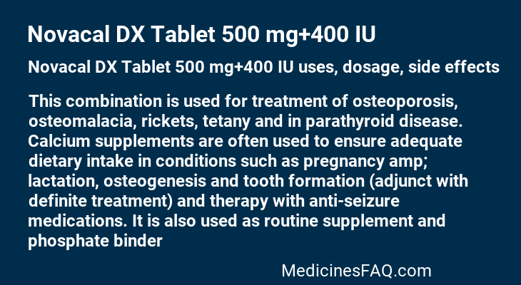 Novacal DX Tablet 500 mg+400 IU