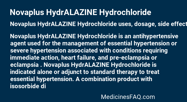 Novaplus HydrALAZINE Hydrochloride