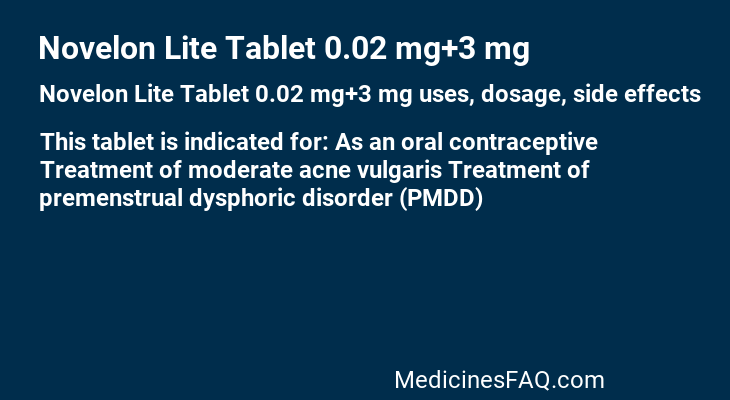 Novelon Lite Tablet 0.02 mg+3 mg