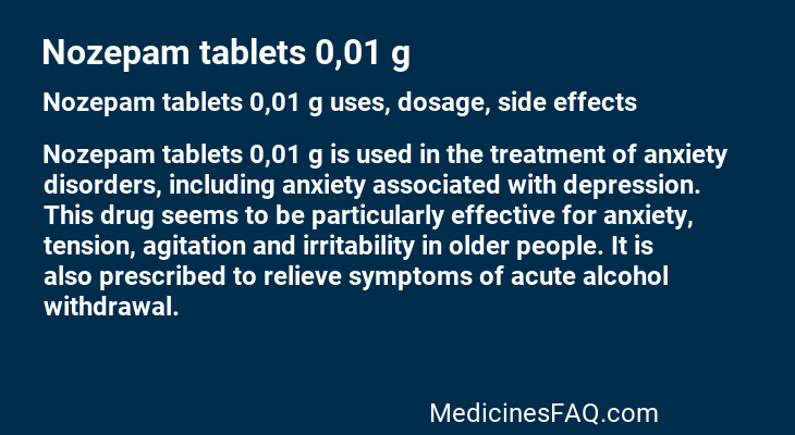 Nozepam tablets 0,01 g