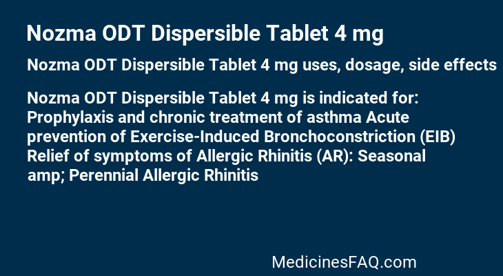 Nozma ODT Dispersible Tablet 4 mg