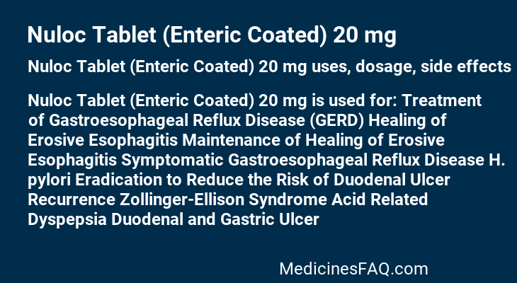 Nuloc Tablet (Enteric Coated) 20 mg