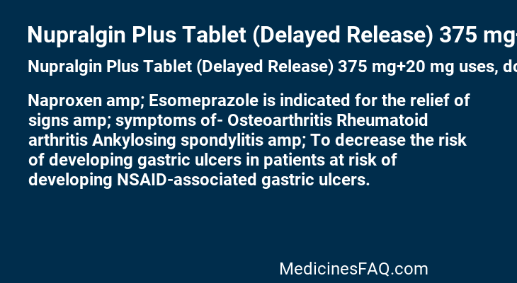 Nupralgin Plus Tablet (Delayed Release) 375 mg+20 mg