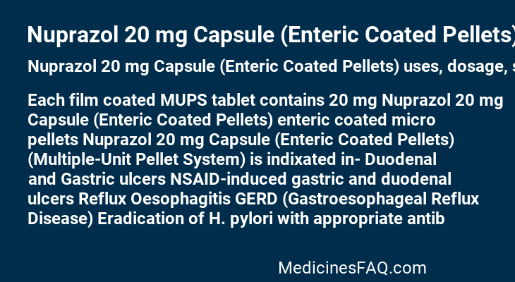 Nuprazol 20 mg Capsule (Enteric Coated Pellets)