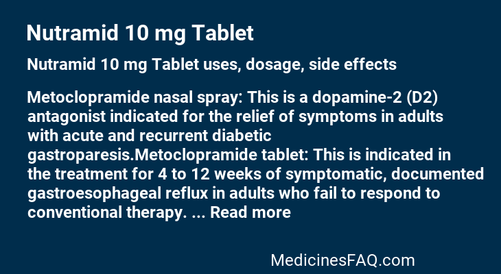 Nutramid 10 mg Tablet