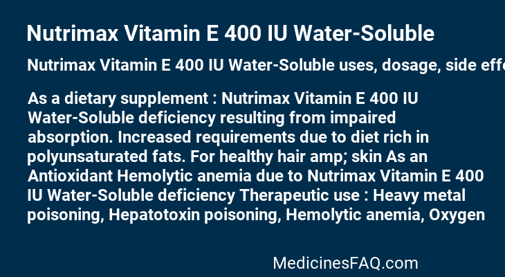 Nutrimax Vitamin E 400 IU Water-Soluble