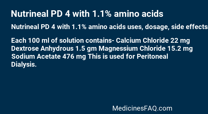 Nutrineal PD 4 with 1.1% amino acids