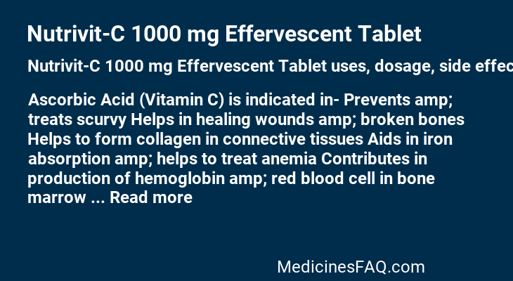 Nutrivit-C 1000 mg Effervescent Tablet