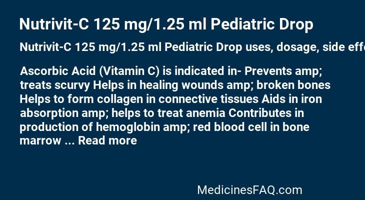 Nutrivit-C 125 mg/1.25 ml Pediatric Drop