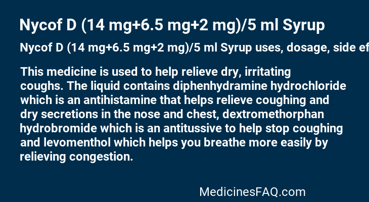 Nycof D (14 mg+6.5 mg+2 mg)/5 ml Syrup