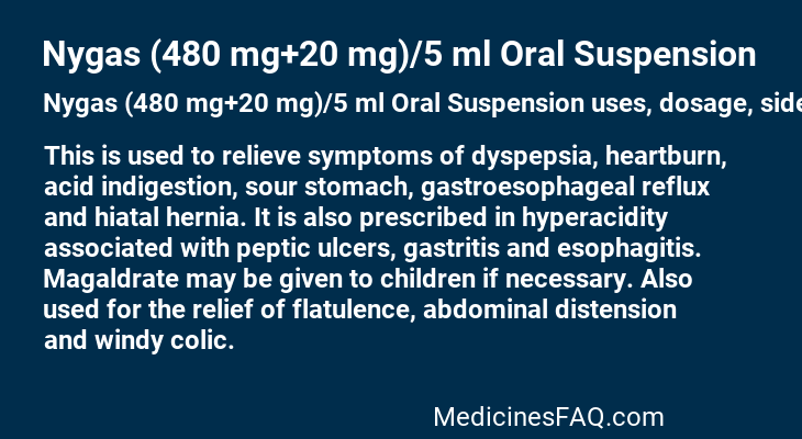 Nygas (480 mg+20 mg)/5 ml Oral Suspension