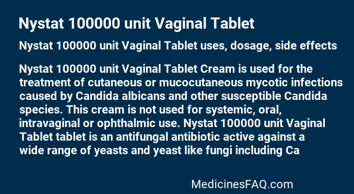 Nystat 100000 unit Vaginal Tablet