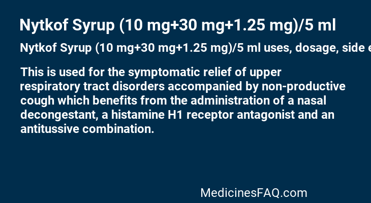 Nytkof Syrup (10 mg+30 mg+1.25 mg)/5 ml