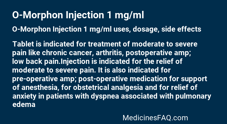 O-Morphon Injection 1 mg/ml