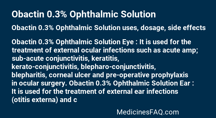 Obactin 0.3% Ophthalmic Solution