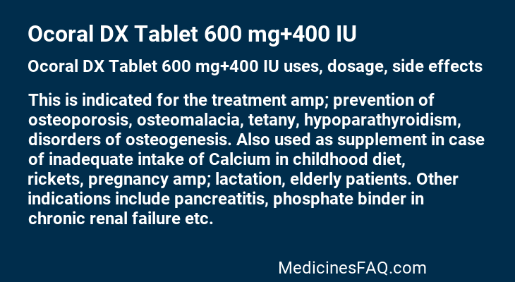 Ocoral DX Tablet 600 mg+400 IU