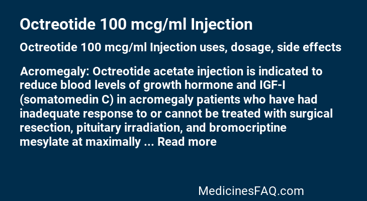 Octreotide 100 mcg/ml Injection