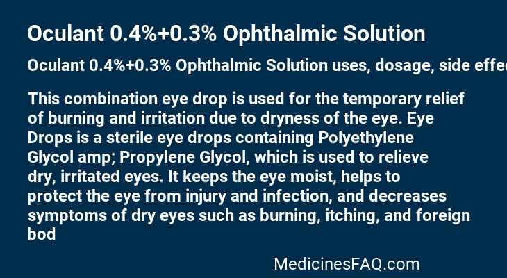 Oculant 0.4%+0.3% Ophthalmic Solution