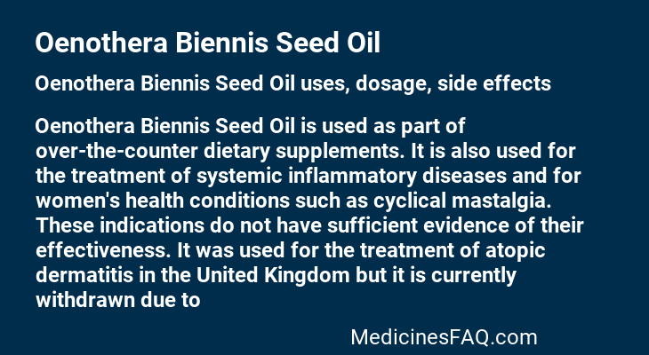 Oenothera Biennis Seed Oil