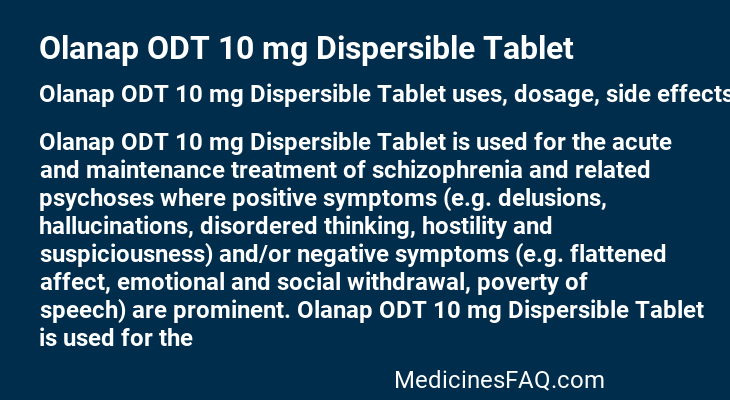 Olanap ODT 10 mg Dispersible Tablet