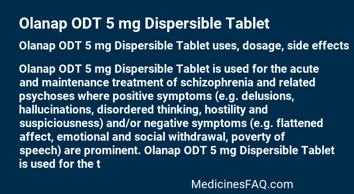 Olanap ODT 5 mg Dispersible Tablet